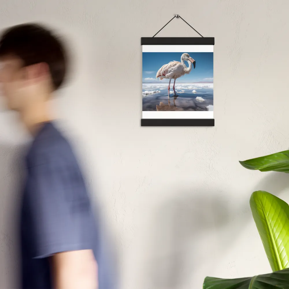 Graceful Solitude of a Flamingo | Poster With Black Wood Hanger | 8″×10″
