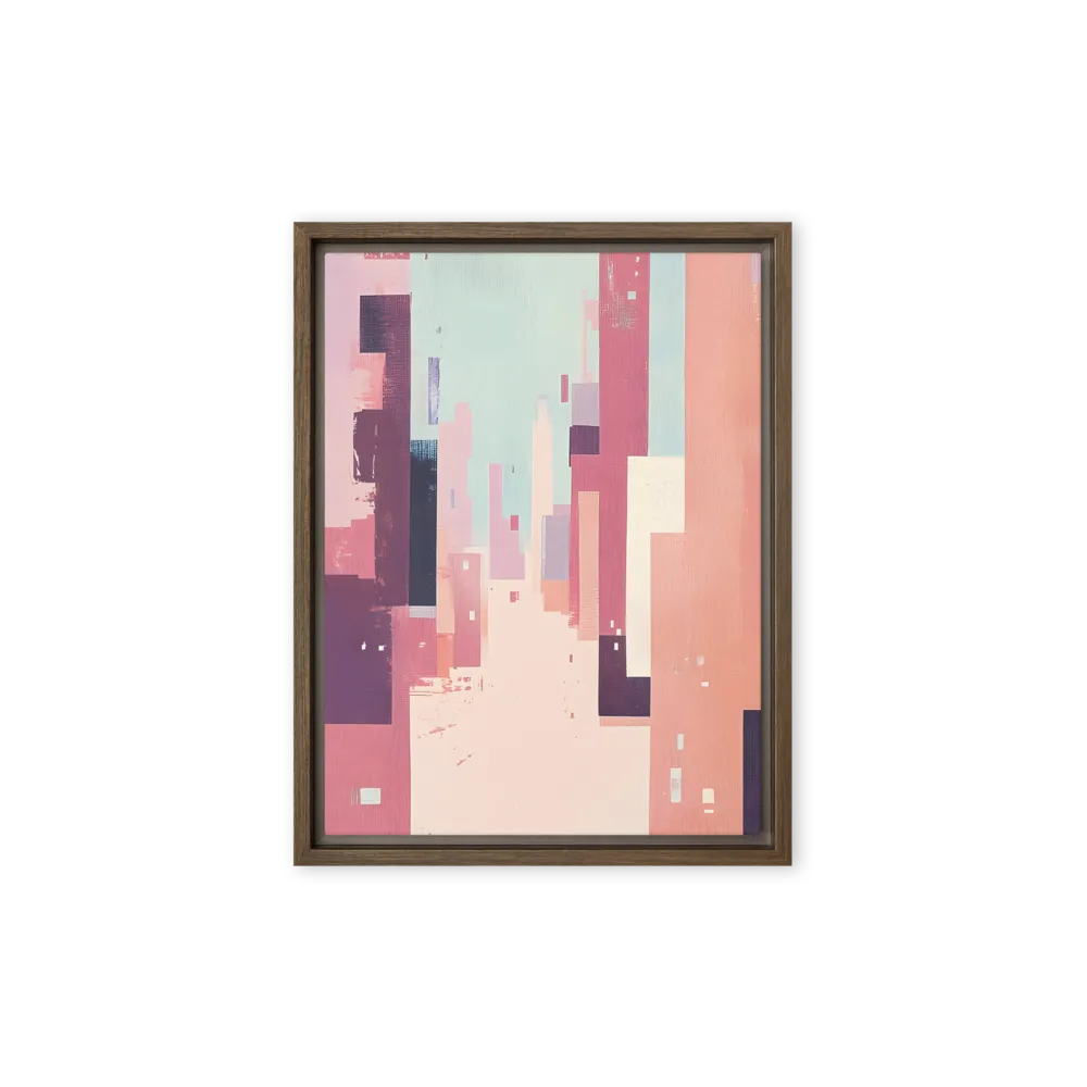 Tranquil Cityscape | Canvas with Brown Frame | 9″×12″