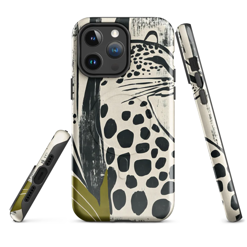 Leopard in Silhouette: A Modern Appeal | Phone Case |  14 Pro Max | MagSafe® Tough Case | Glossy