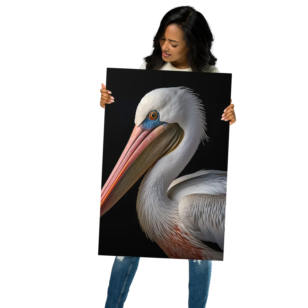 Elegance in White: The Pelican | Metal Print | 20″×30″