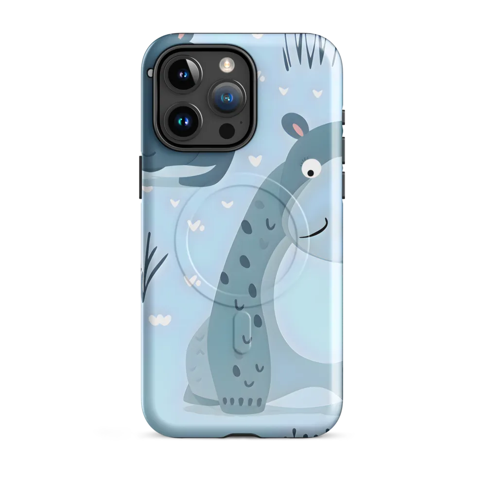 Whimsical Hippo Delight | Phone Case |  15 Pro Max | MagSafe® Tough Case | Glossy