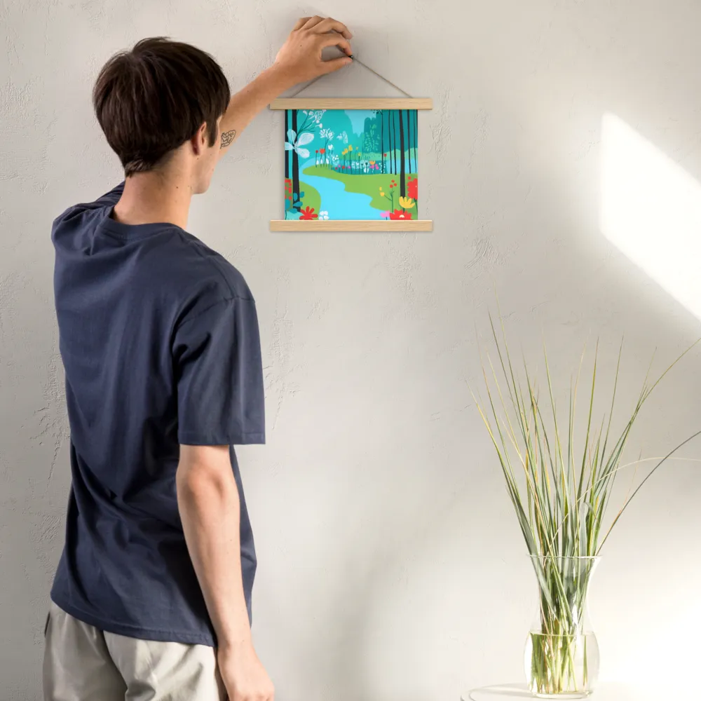 Whispers of Spring: A Colorful Retreat | Poster With Oak Wood Hanger | 10″×10″