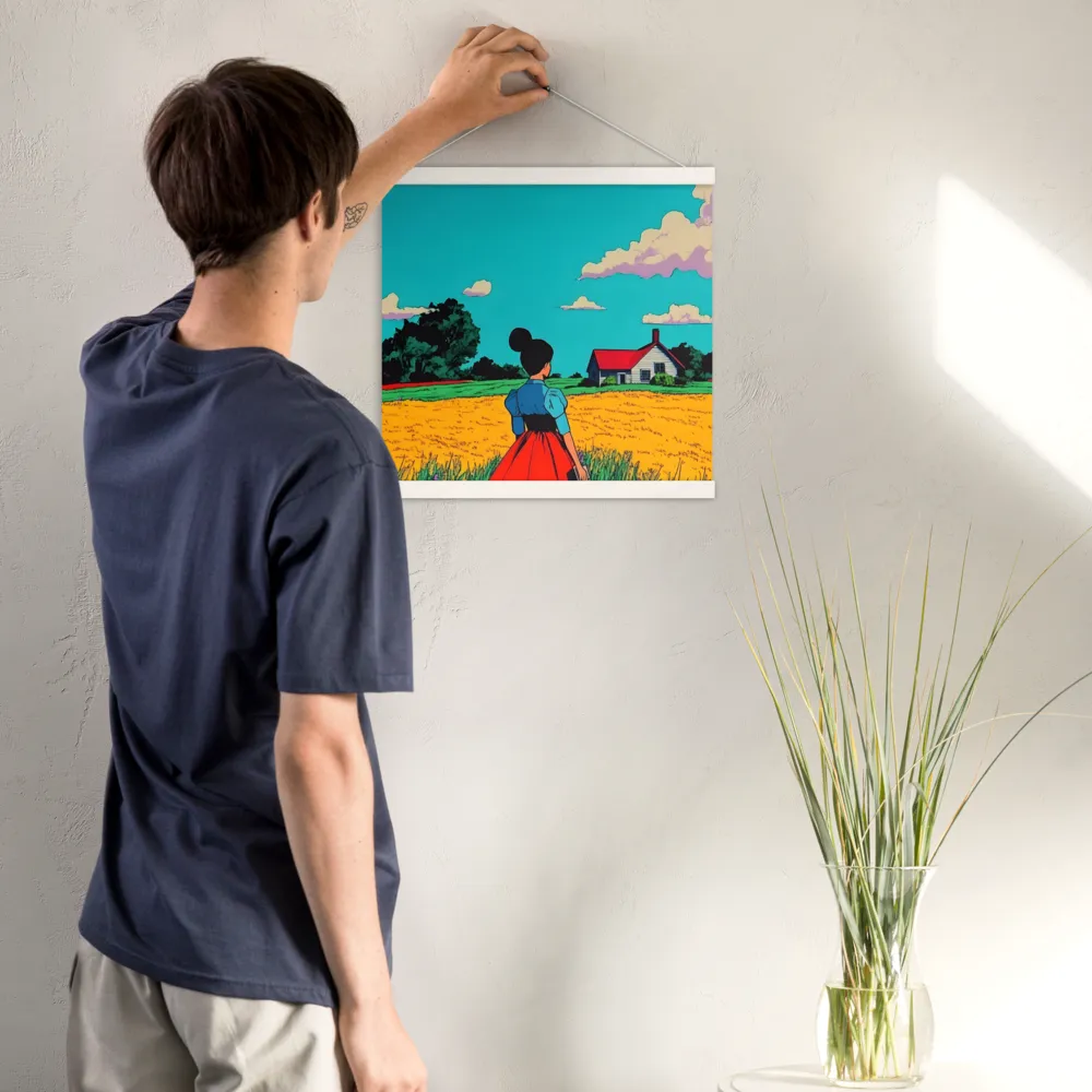 Whispers of a Sunlit Meadow | Poster With White Wood Hanger | 16″×16″