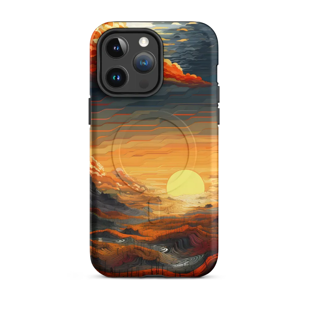 Ethereal Sunset: A Serene Landscape in Flowing Forms | Phone Case |  14 Pro Max | MagSafe® Tough Case | Matte