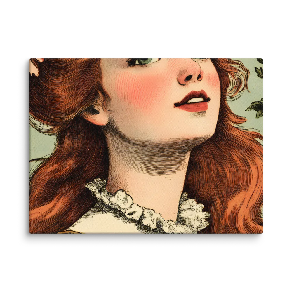 Whimsical Portrait of a Flower-Adorned Girl | Canvas | 9″×12″