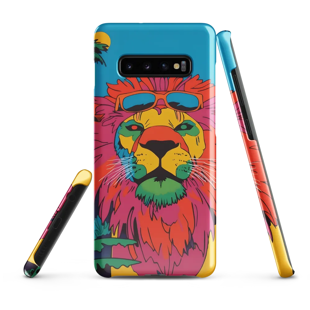 Lion with Sunglasses: A Vibrant Tropical Portrait | Phone Case |  S10 Plus | Snap Case | Glossy