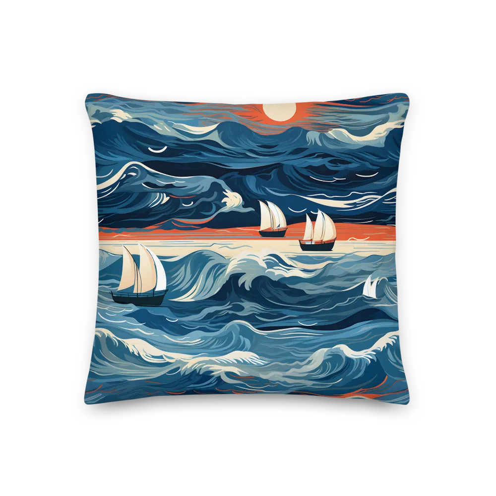 Ocean Whispers: A Voyage at Dusk | Pillow | 18″×18″