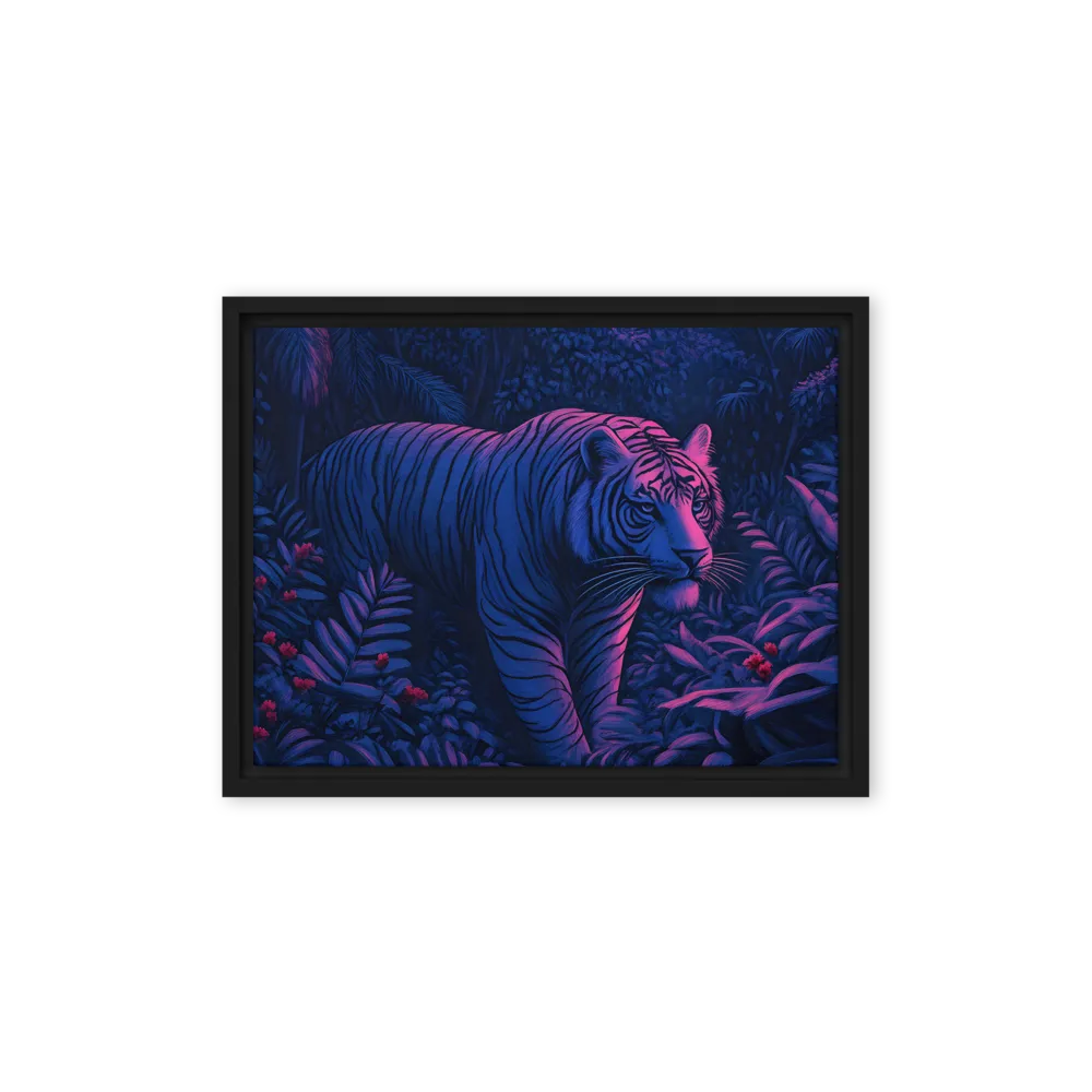 Mystic Prowler: The White Tiger in the Jungle | Canvas with Black Frame | 12″×16″