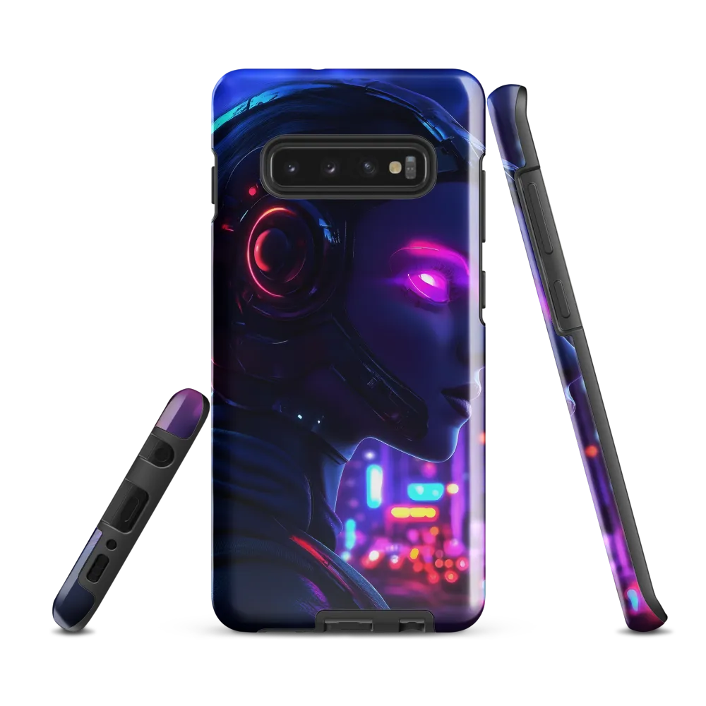 Neon Dreams: A Cyborg's Mystique | Phone Case |  S10 Plus | Tough Case | Glossy