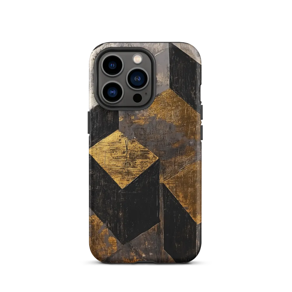 Geometric Harmony in Gold and Black | Phone Case |  13 Pro | Tough Case | Matte