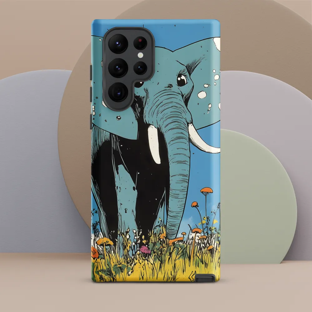Whimsical Blue Elephant in Bloom