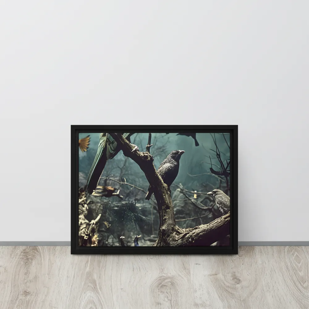 Whispers of the Avian Realm | Canvas with Black Frame | 12″×16″