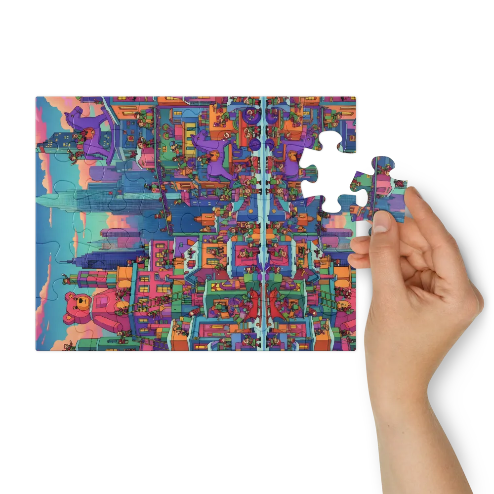 Toy City Reflection 
 Jigsaw Puzzle in Tin Box