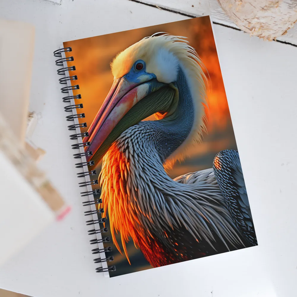 Elegance of the Pelican at Sunset | Spiral Notebook