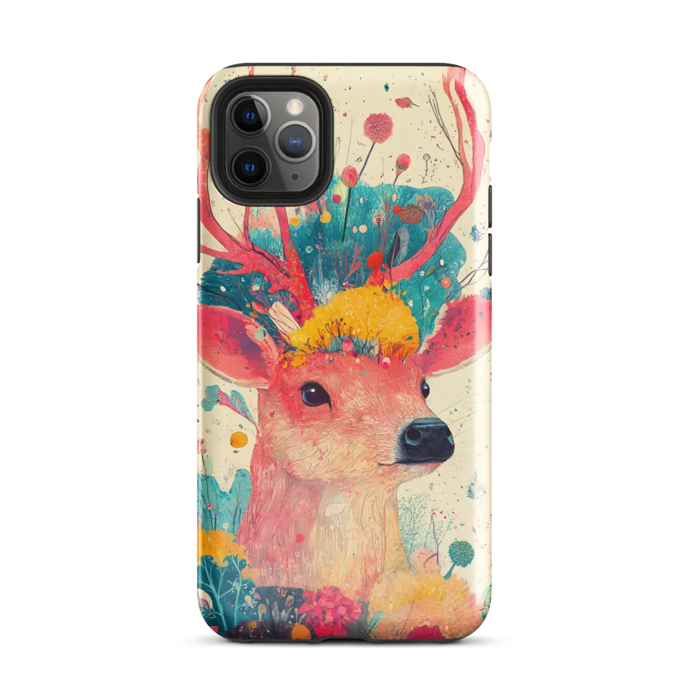 Whimsical Harmony: A Deer in Bloom | Phone Case |  11 Pro Max | Tough Case | Glossy