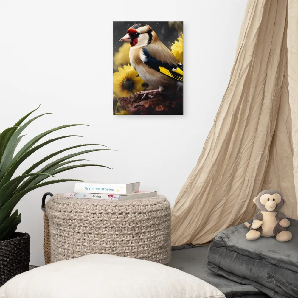 Harmony in Nature: A Goldfinch Amidst Blooms
