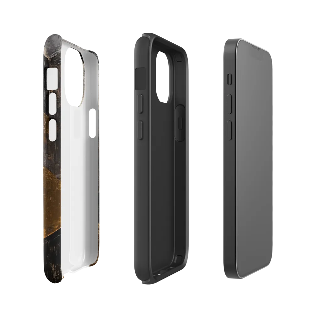 Geometric Harmony in Gold and Black | Phone Case |  13 mini | Tough Case | Matte