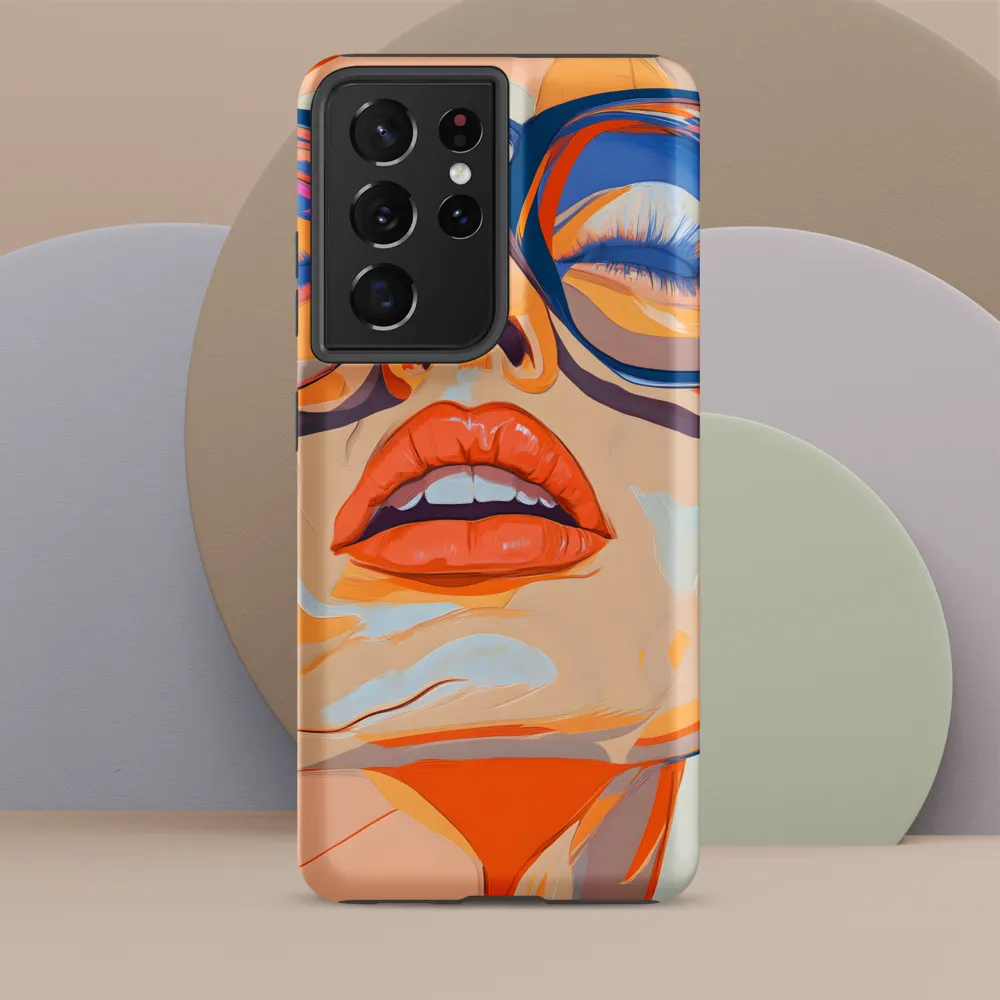 Closed-Eye Portrait in Orange and Blue