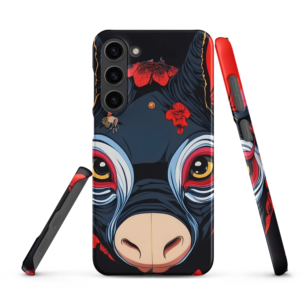 Mystical Bull with Floral Motifs | Phone Case |  S23 Plus | Snap Case | Matte
