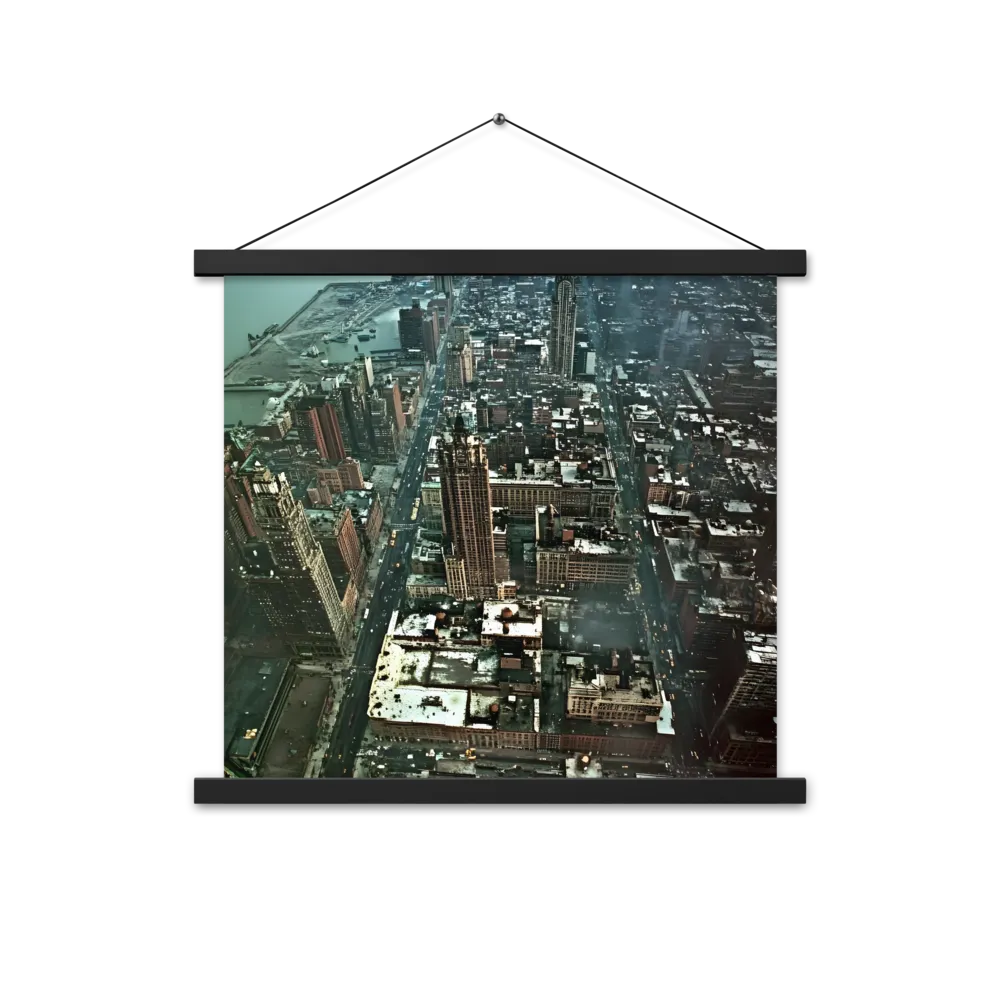 Aerial Symphony of Urban Life | Poster With Black Wood Hanger | 18″×18″