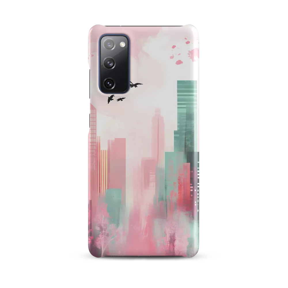 Dreamy Cityscape in Pink and Cyan