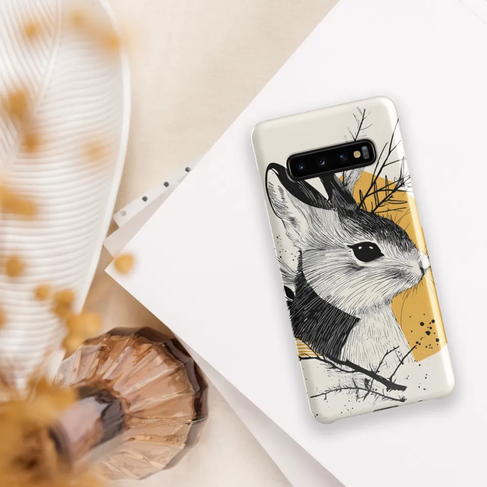 Ethereal Rabbit: A Study in Line Art | Phone Case |  S10 Plus | Snap Case | Glossy