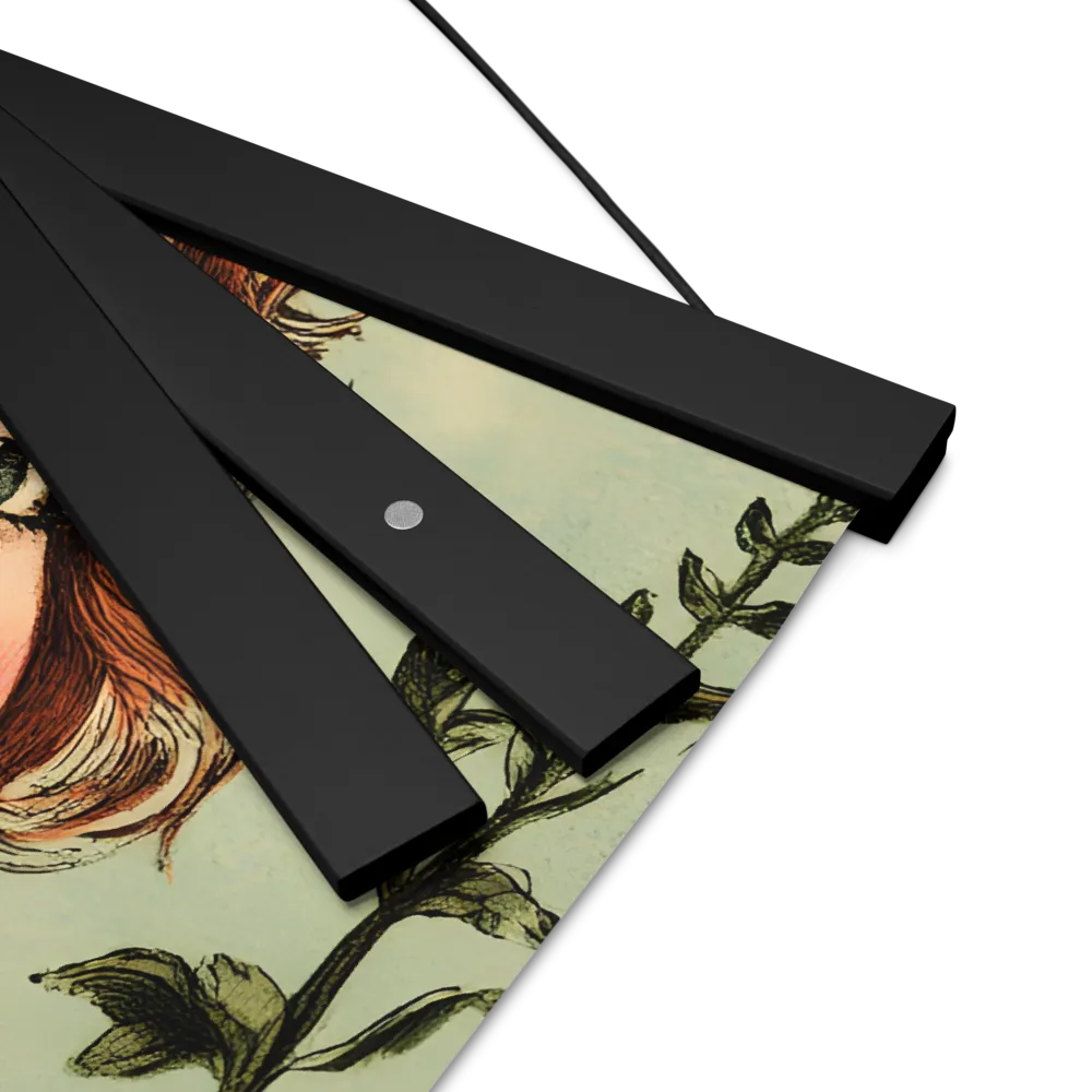 Whimsical Portrait of a Flower-Adorned Girl | Poster With Black Wood Hanger | 16″×16″
