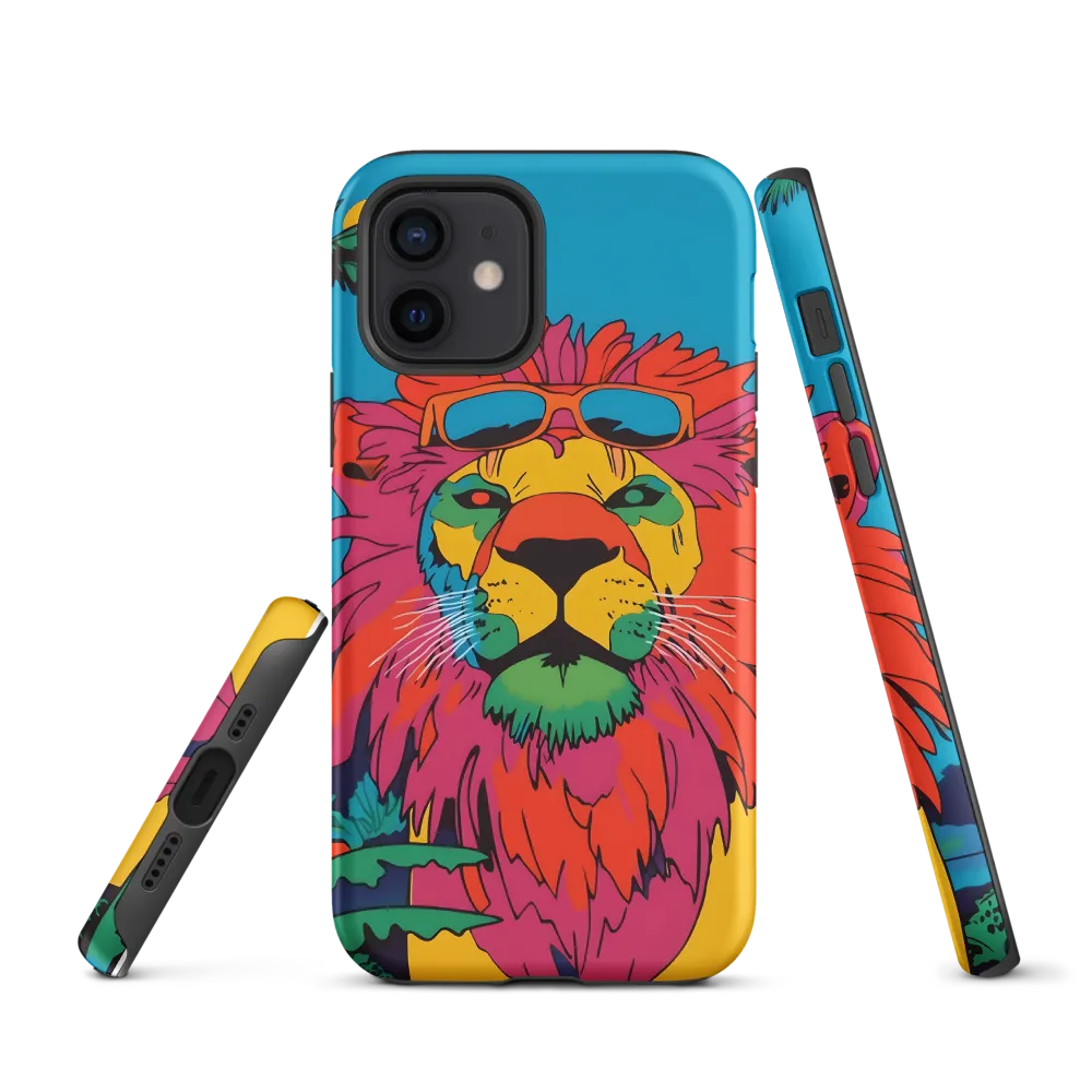 Lion with Sunglasses: A Vibrant Tropical Portrait