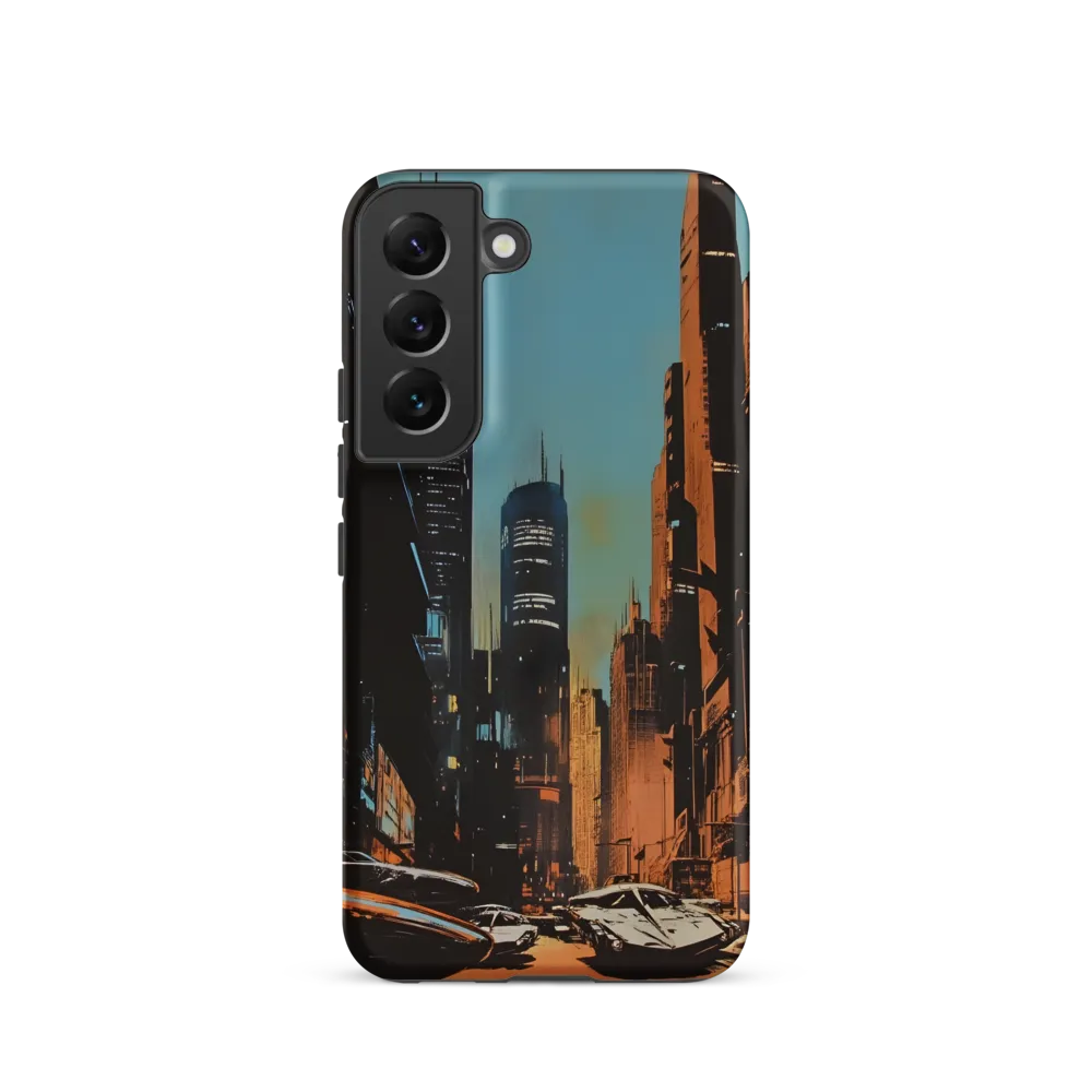 Futuristic Cityscape in Blue and Orange