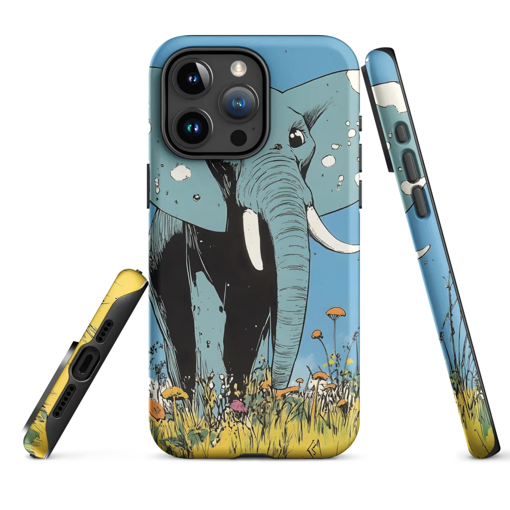 Whimsical Blue Elephant in Bloom
