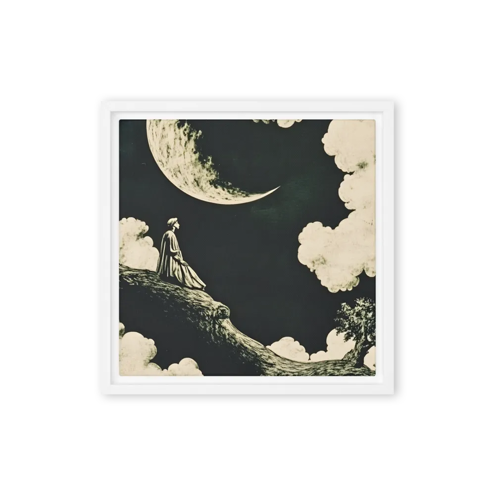 Whispers of the Moon | Canvas with White Frame | 12″×12″