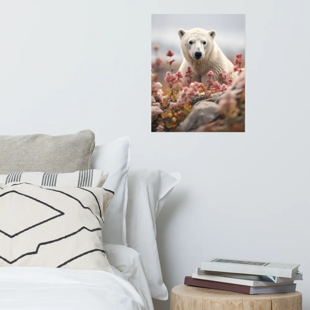 Curiosity Among Blooms: The Polar Bear | Poster | 16″×20″