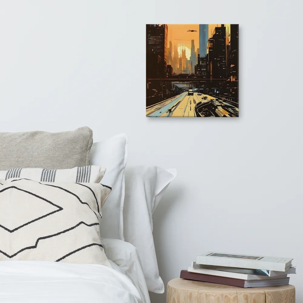 Metro Nexus: A Futuristic Cityscape | Canvas | 16″×16″
