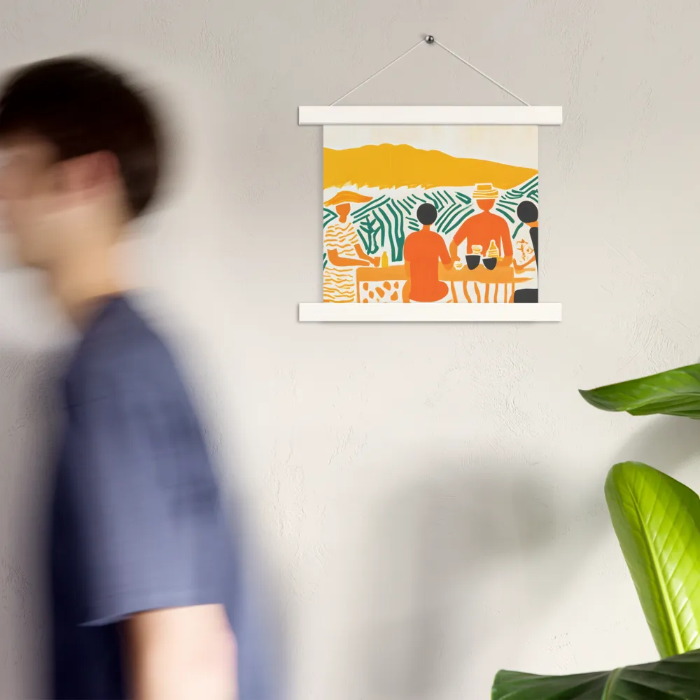 Summer Vibes: Café Conversations | Poster With White Wood Hanger | 10″×10″
