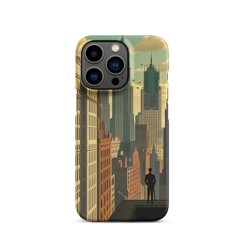 Urban Dreams: A Silhouette in Art Deco Cityscape
