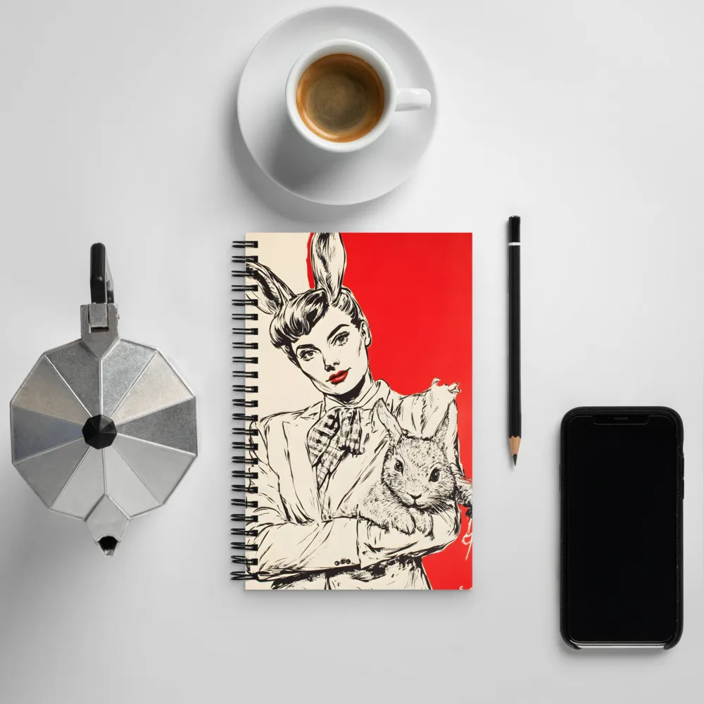 Whimsical Elegance: The Rabbit Lady | Spiral Notebook