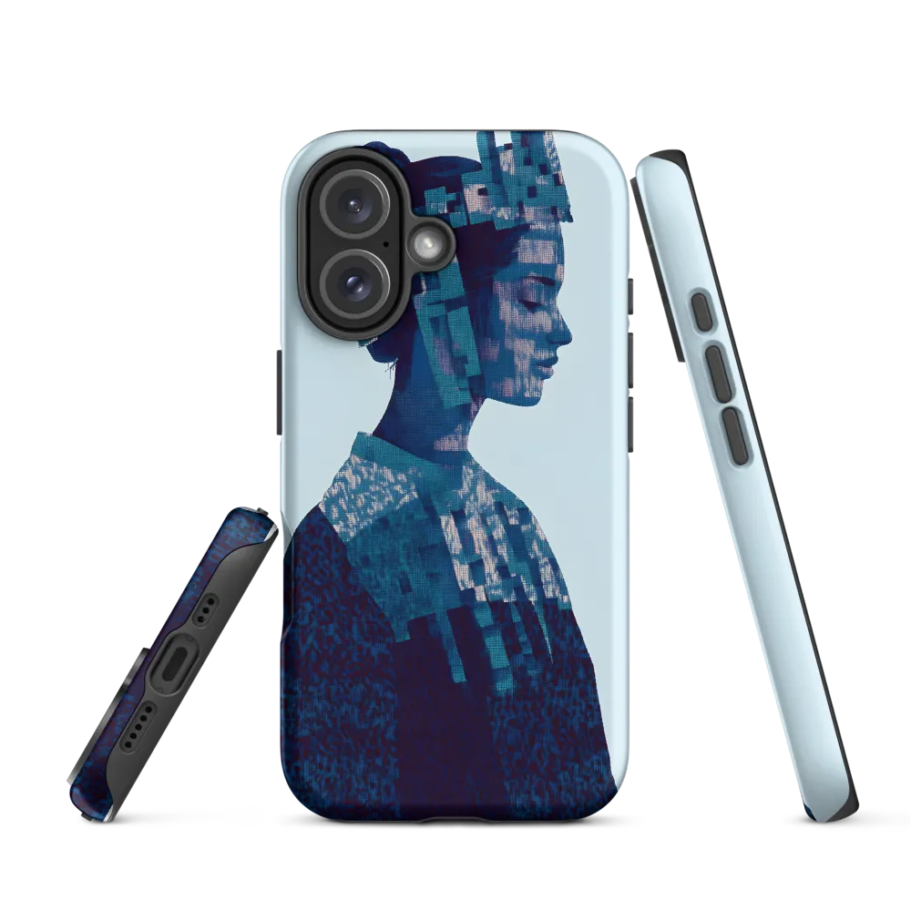 Digital Portrait in Abstract Blue | Phone Case