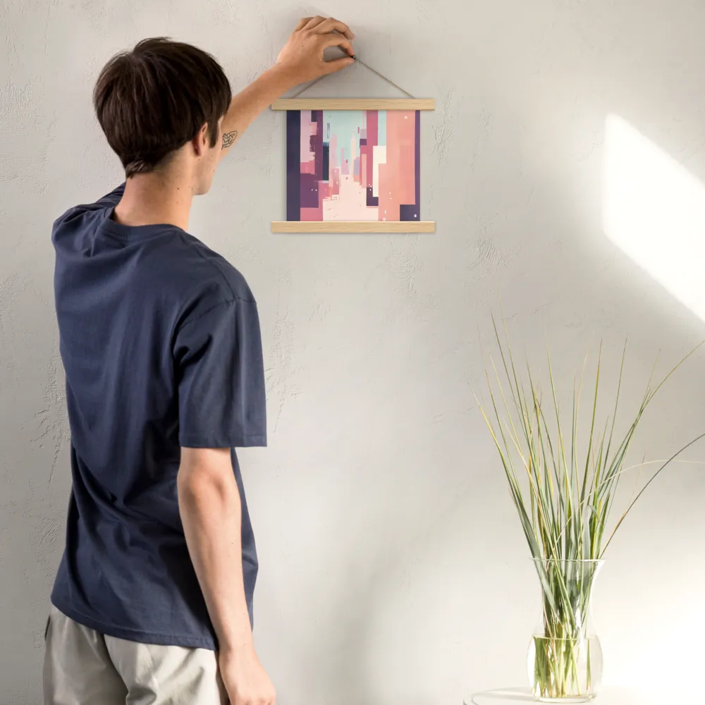 Tranquil Cityscape | Poster With Oak Wood Hanger | 10″×10″