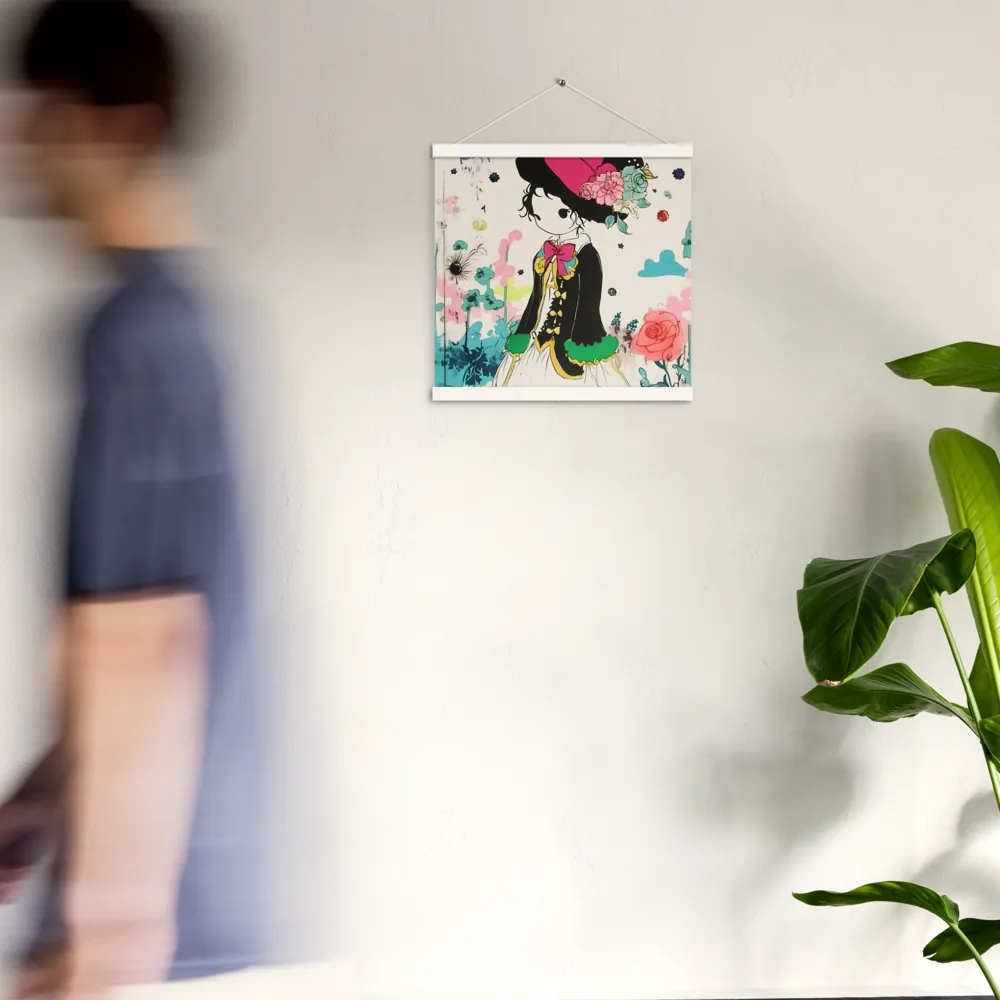 Whimsical Garden Reverie | Poster With White Wood Hanger | 16″×16″