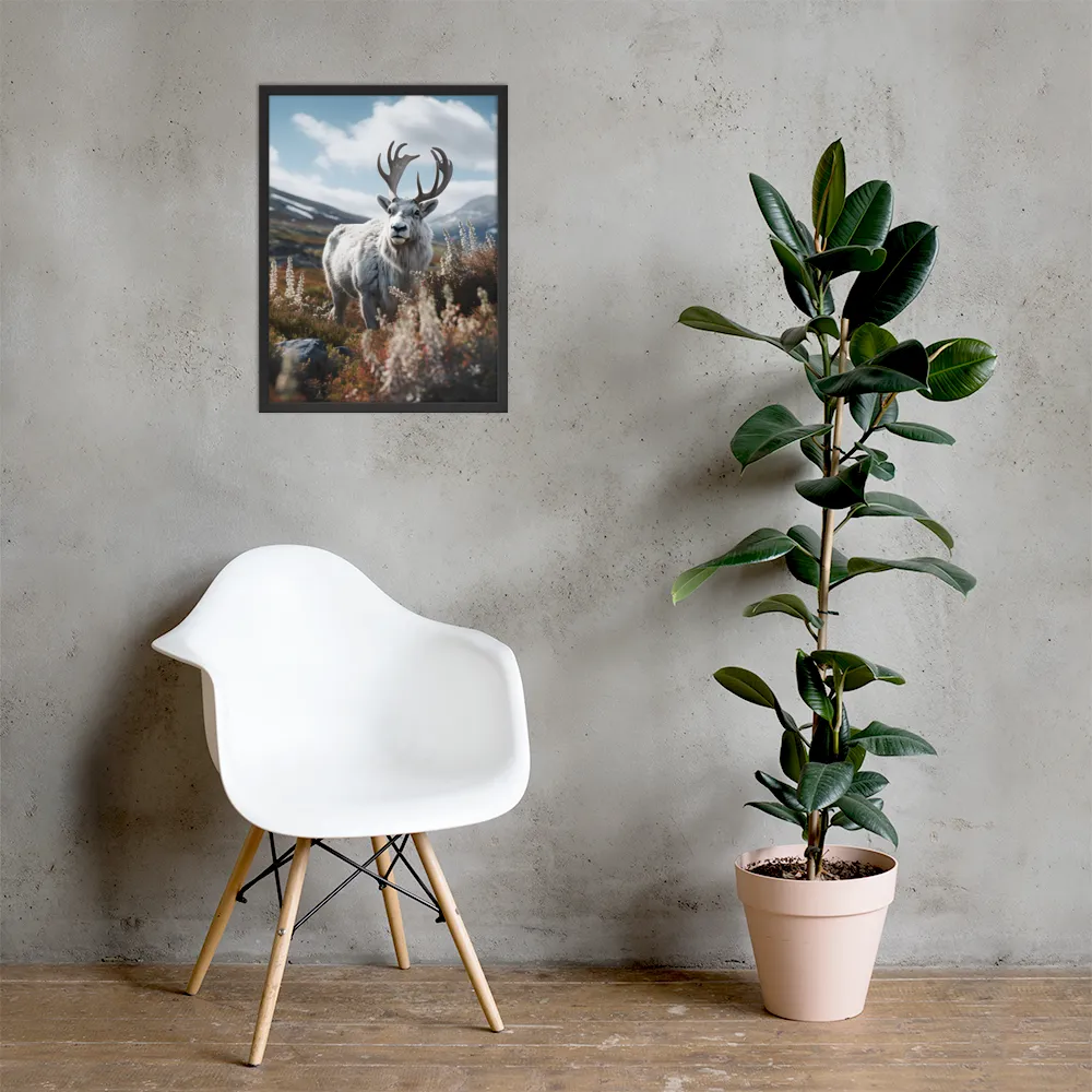 Majestic Harmony: The Reindeer in Nature | Poster with Black Frame | 18″×24″