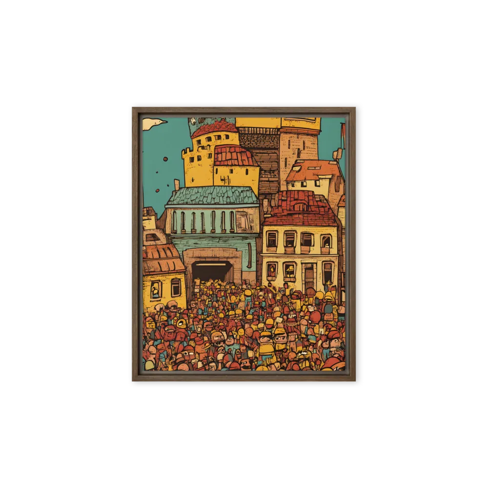 The Quirky City Gathering | Canvas with Brown Frame | 8″×10″