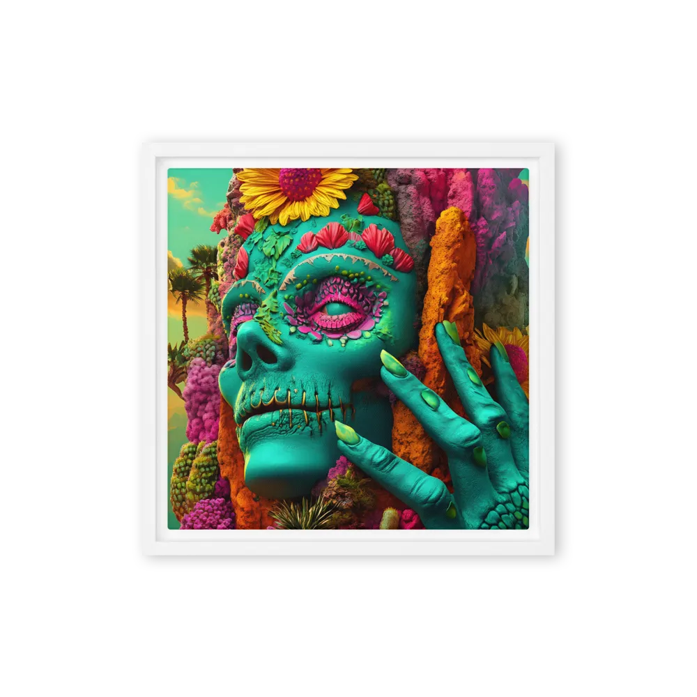 Ethereal Skull Garden | Canvas with White Frame | 12″×12″