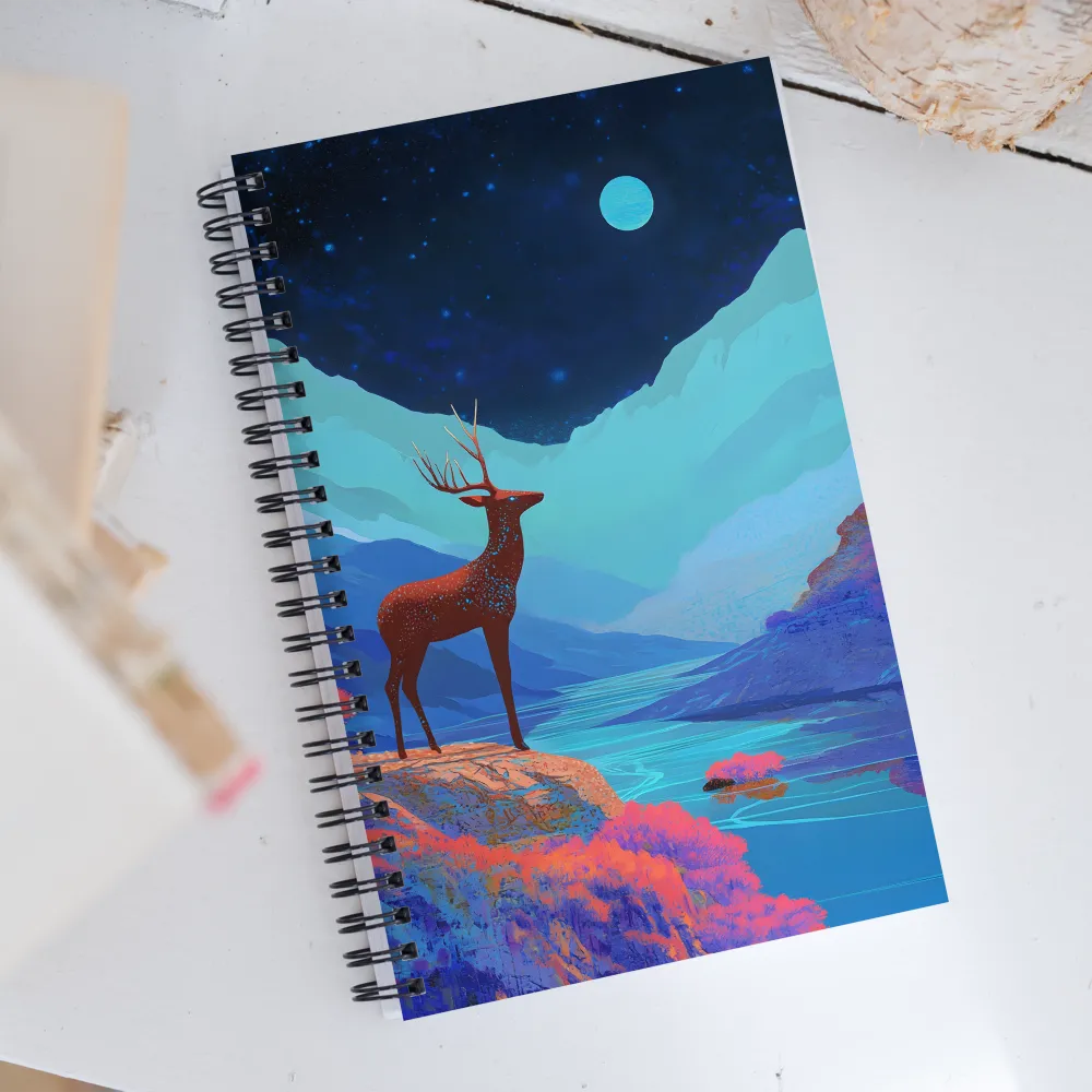 Cosmic Serenity: The Starlit Stag | Spiral Notebook