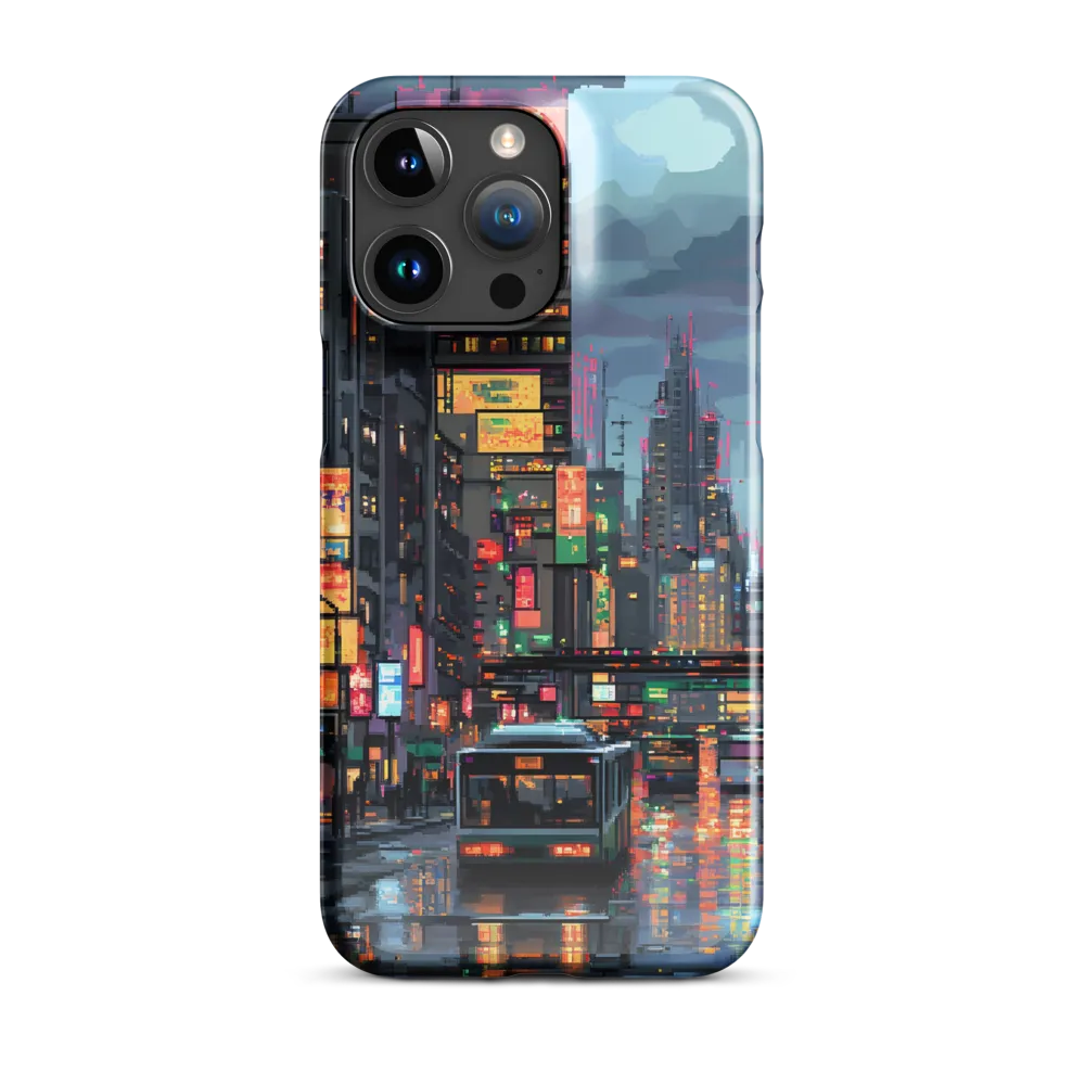 Neon Dreams: A Pixelated Urban Night | Phone Case |  15 Pro Max | Snap Case | Glossy