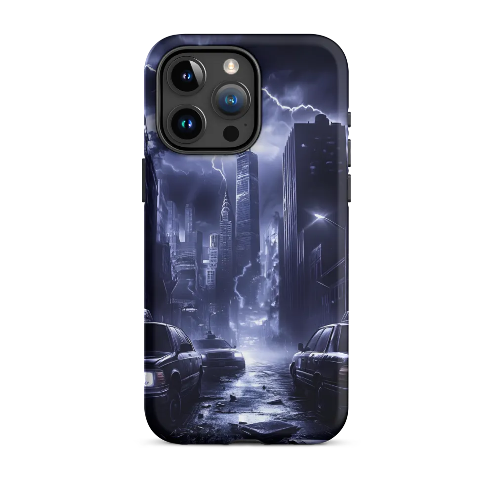 Stormy Cityscape: Shadows of the Night | Phone Case |  15 Pro Max | Tough Case | Matte