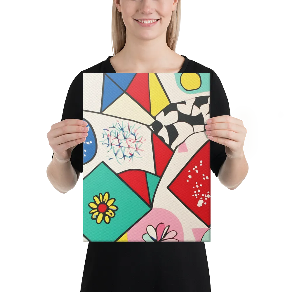 Joyful Geometry: A Playful Dance of Shapes and Colors | Canvas | 12″×16″