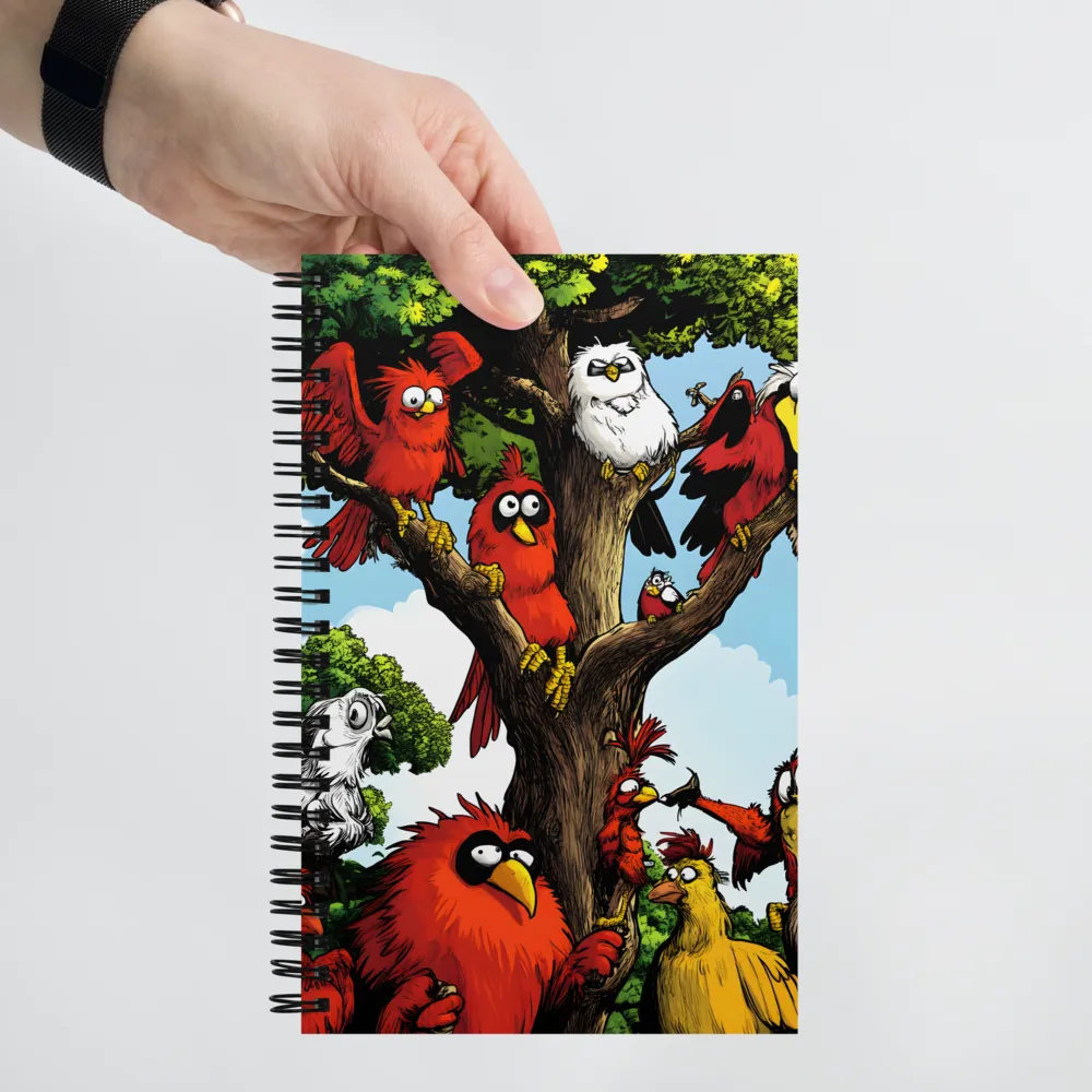 Whimsical Avian Gathering | Spiral Notebook