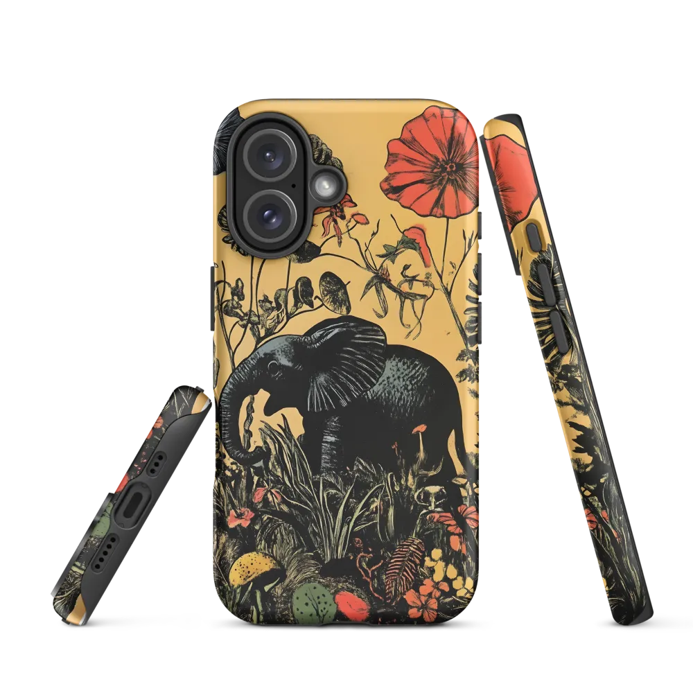 Floral Majesty: The Elephant's Sanctuary | Phone Case |  16 | Tough Case | Matte