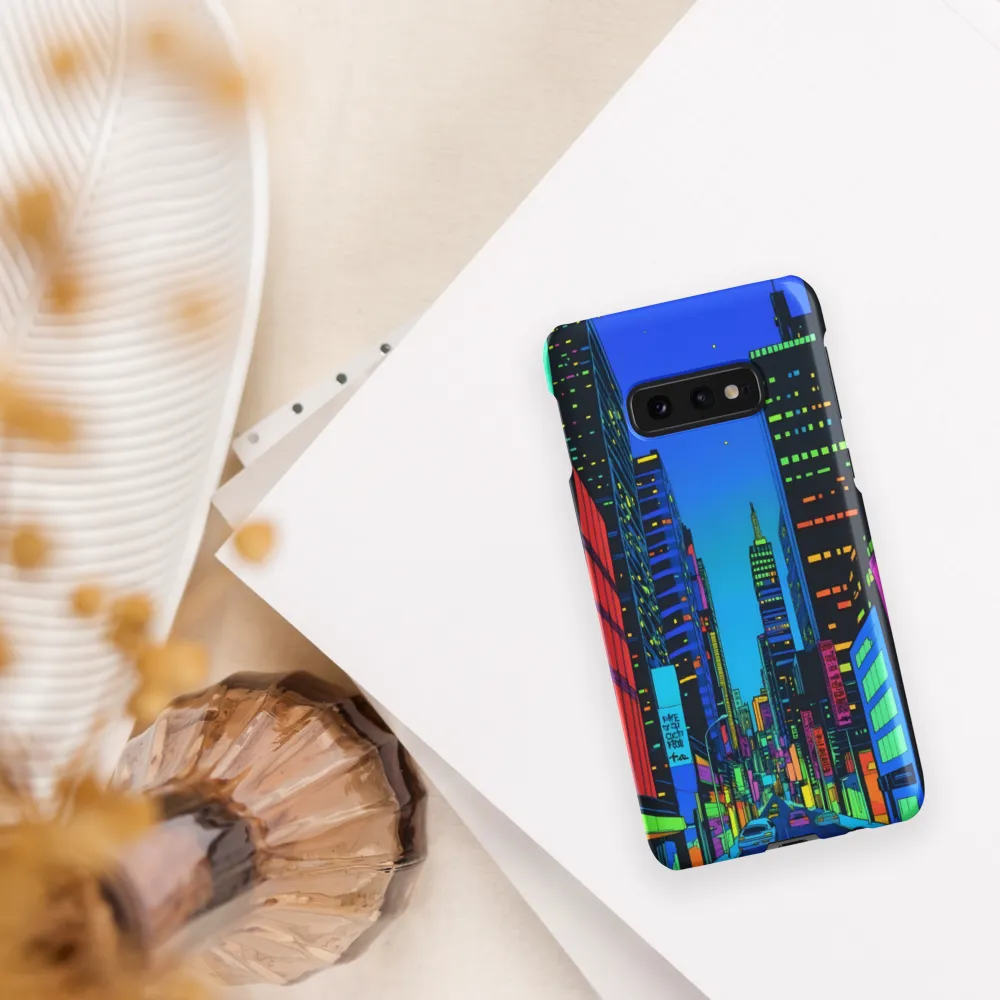 Neon Dreamscape: A Futuristic City at Dusk | Phone Case |  S10e | Snap Case | Matte