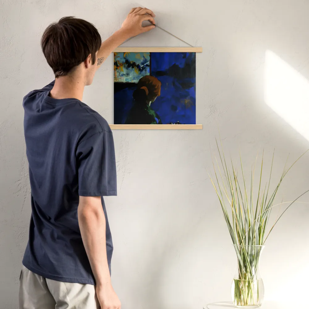 Contemplation Under the Night Sky | Poster With Oak Wood Hanger | 14″×14″
